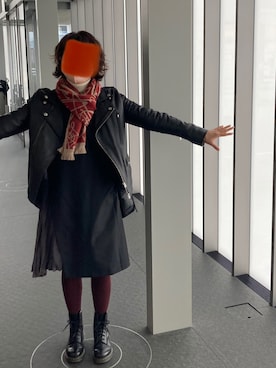 「URBAN RESEARCH（アーバンリサーチ）のアイテム（ライダースジャケット）」を使った、まみちさん（レディース・155cm）の冬コーディネート
