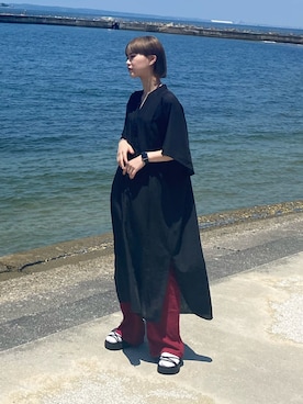 「COOLなこのコが仲間入り」｜「アイテム（シャツワンピース）」を使った、ハルカさん（レディース・163cm）の夏コーディネート