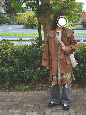 「アイテム（ノーカラージャケット）」を使った、ｱｰﾁｬﾝさん（レディース・160cm）の秋コーディネート