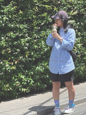「off white」｜「アイテム（帽子）」を使った、junさん（レディース・153cm）の春コーディネート