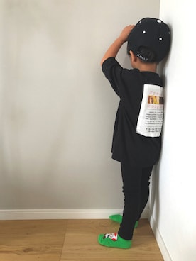 「アイテム（キャップ）」を使った、washoさん（キッズ・100cm）の秋コーディネート