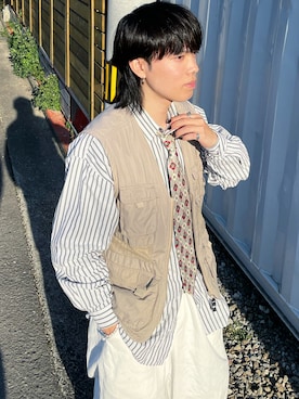「古着女子」｜「アイテム（その他アウター）」を使った、kou🎤さん（メンズ・165cm）の春コーディネート
