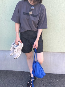 「Knuth Marf（クヌースマーフ）の【ZOZO限定】vintage T shirt(unisex)（Tシャツ/カットソー、グレー系）」を使った、sacoさん（レディース・167cm）の秋コーディネート