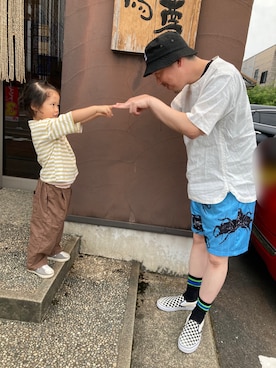 「Kappa（カッパ）のアイテム（帽子）」を使った、垂金権造さん（メンズ・171cm）の夏コーディネート