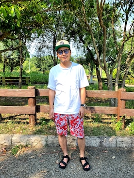 「BRIXTON（ブリクストン）のアイテム（キャップ）」を使った、MaTSUさん（メンズ・170cm）の夏コーディネート