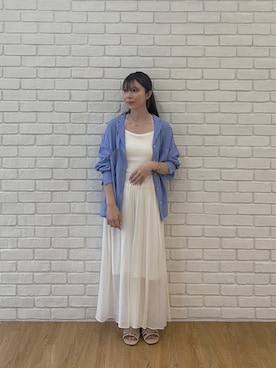 「cloenc（クロエンス）の【手洗い可】エアリーローンスカーチョ（その他パンツ、ホワイト系）」を使った、Norimiさん（レディース・160cm）の夏コーディネート