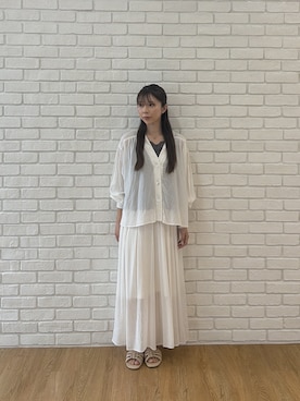 「cloenc（クロエンス）の【手洗い可】エアリーローンスカーチョ（その他パンツ、ホワイト系）」を使った、Norimiさん（レディース・160cm）の夏コーディネート