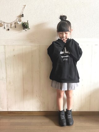 新品♡PINK-latte&Lovetoxic 秋コーデ 3点セット 160 Lovetoxic セットアップ ハーフジッププルオーバー ショート