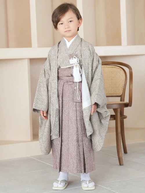 utatane 着物 七五三5歳用袴セット ジャガードペイズリー キッズ 子供