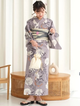 「ごきげんウィーク」｜「アイテム（浴衣）」を使った、utataneスタッフさん（レディース・160cm）の春コーディネート