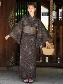 浴衣　うたたねutatane フリー　単品　蜘蛛の巣柄 utatane（ウタタネ）の「キッズ浴衣3点セット 男の子 utatane