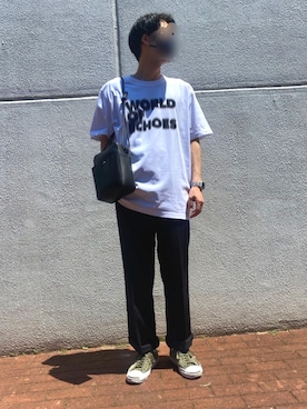 「sacai」｜「アイテム（スラックス）」を使った、ASAHI67さん（メンズ・174cm）の夏コーディネート