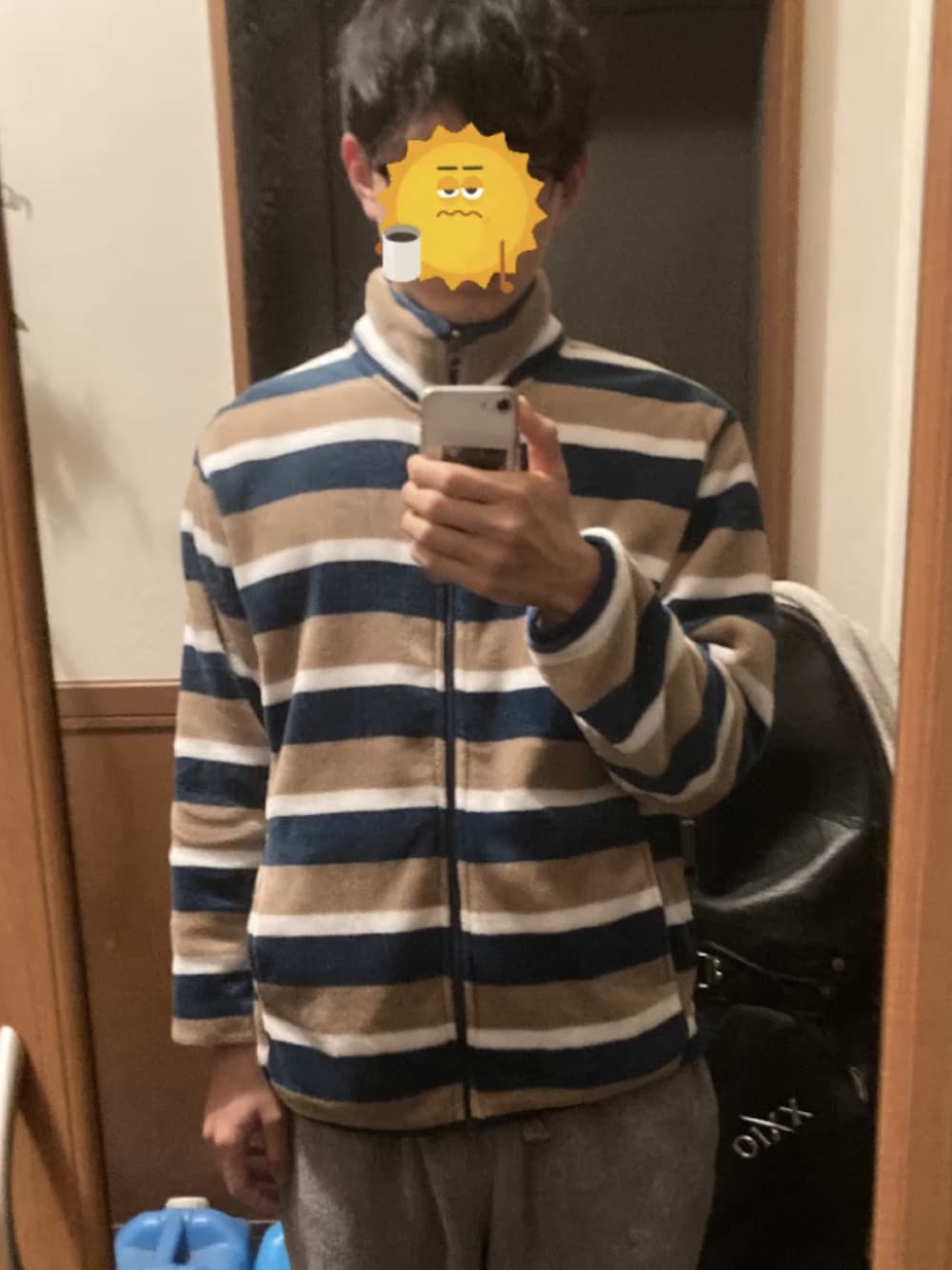「休日コーデ、大人コーデ、ゆるコーデ、お洒落さんとつながりたい、服好きな人と繋がりたい、低身長、今日のコスメと服」｜「しまむらのアイテム（ブルゾン、グリーン系）」を使った、ギャル男さん（メンズ・230cm）の冬コーディネートの1枚目の写真