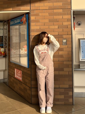 「Honeys（ハニーズ）のアイテム（オールインワン・サロペット）」を使った、ohayomさん（レディース・152cm）の冬コーディネート