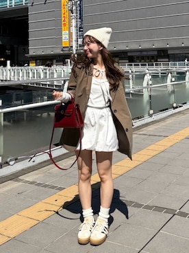 「アイテム（ニットキャップ/ビーニー）」を使った、una.さん（レディース・148cm）の秋コーディネート