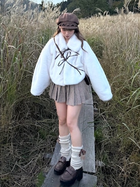 「アイテム（レッグウォーマー）」を使った、una.さん（レディース・148cm）の秋コーディネート