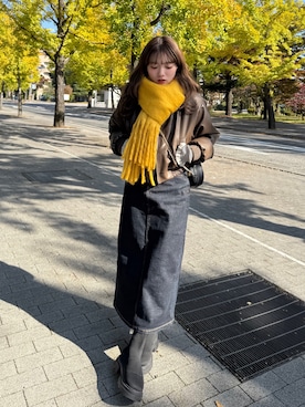「アイテム（デニムスカート）」を使った、una.さん（レディース・148cm）の秋コーディネート