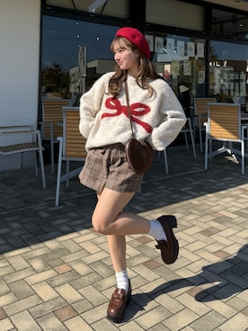 「アイテム（帽子）」を使った、una.さん（レディース・148cm）の秋コーディネート