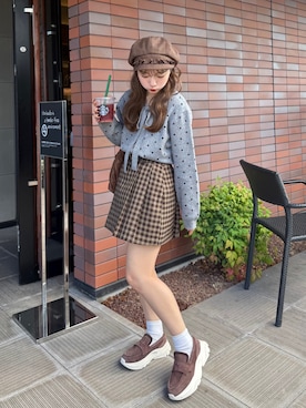 「アイテム（カーディガン/ボレロ）」を使った、una.さん（レディース・148cm）の秋コーディネート