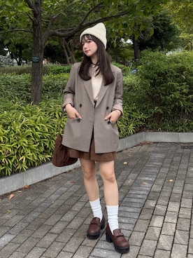 「アイテム（ショルダーバッグ）」を使った、una.さん（レディース・148cm）の秋コーディネート