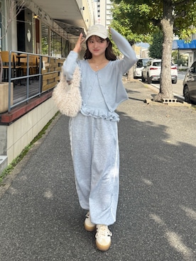 「アイテム（スウェットパンツ）」を使った、una.さん（レディース・148cm）の秋コーディネート