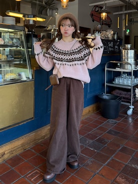 「アイテム（ハンチング/ベレー帽）」を使った、una.さん（レディース・148cm）の秋コーディネート