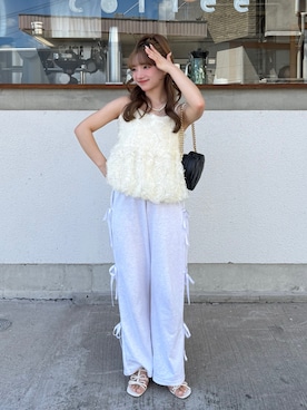 「ViViDAY（ビビデー）のフェイクパールリボンネックレス（ネックレス）」を使った、una.さん（レディース・148cm）の夏コーディネート