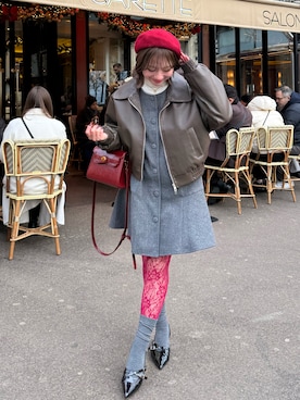 「アイテム（タイツ/ストッキング）」を使った、una.さん（レディース・148cm）の冬コーディネート