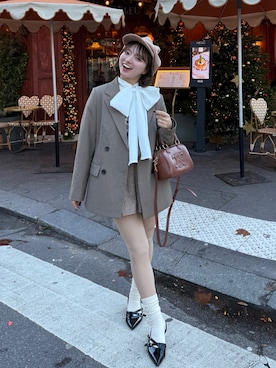 「アイテム（キャスケット）」を使った、una.さん（レディース・148cm）の冬コーディネート