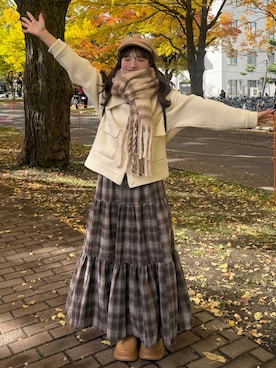 「アイテム（スリッポン）」を使った、una.さん（レディース・148cm）の秋コーディネート