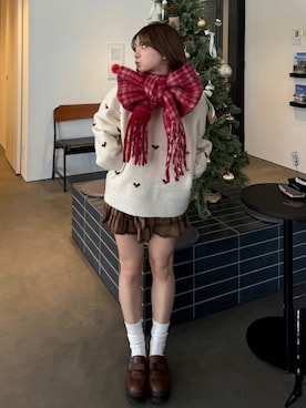 「アイテム（ローファー）」を使った、una.さん（レディース・148cm）の冬コーディネート