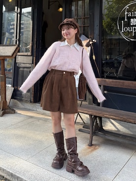 「アイテム（カーディガン/ボレロ）」を使った、una.さん（レディース・148cm）の秋コーディネート
