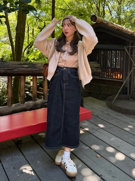 「アイテム（デニムスカート）」を使った、una.さん（レディース・148cm）の秋コーディネート