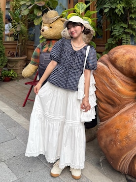「アイテム（トートバッグ）」を使った、una.さん（レディース・148cm）の夏コーディネート