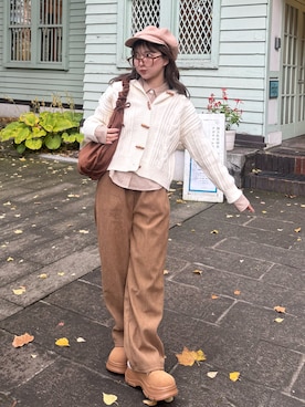 「アイテム（キャスケット）」を使った、una.さん（レディース・148cm）の秋コーディネート