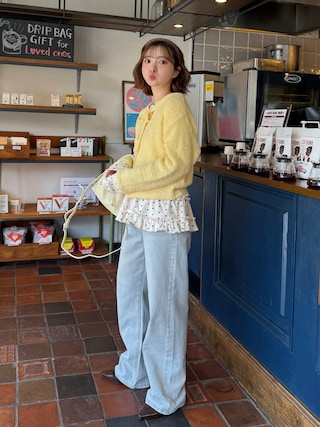 「NUGU Ptiéeのアイテム（カーディガン/ボレロ）」を使った、una.さん（レディース・148cm）の春コーディネート