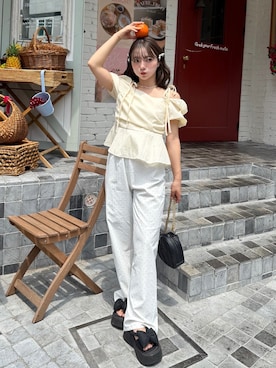 「アイテム（ヘアアクセサリー）」を使った、una.さん（レディース・148cm）の夏コーディネート