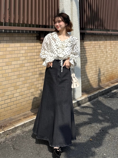 JUNOAH（ジュノア） デニムスカート レースポケットデニムマーメイド