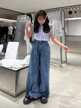 「アイテム（ヘアアクセサリー）」を使った、una.さん（レディース・148cm）の夏コーディネート