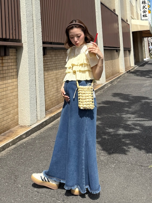 JUNOAH（ジュノア） デニムスカート レースポケットデニムマーメイド