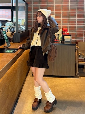 「アイテム（ブルゾン）」を使った、una.さん（レディース・148cm）の秋コーディネート