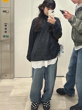 「アイテム（デニムパンツ）」を使った、mei さん（レディース・158cm・20代）の冬コーディネート