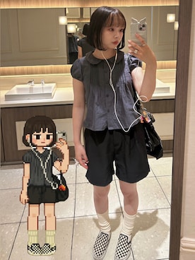 「アイテム（スリッポン）」を使った、mei さん（レディース・158cm）の秋コーディネート