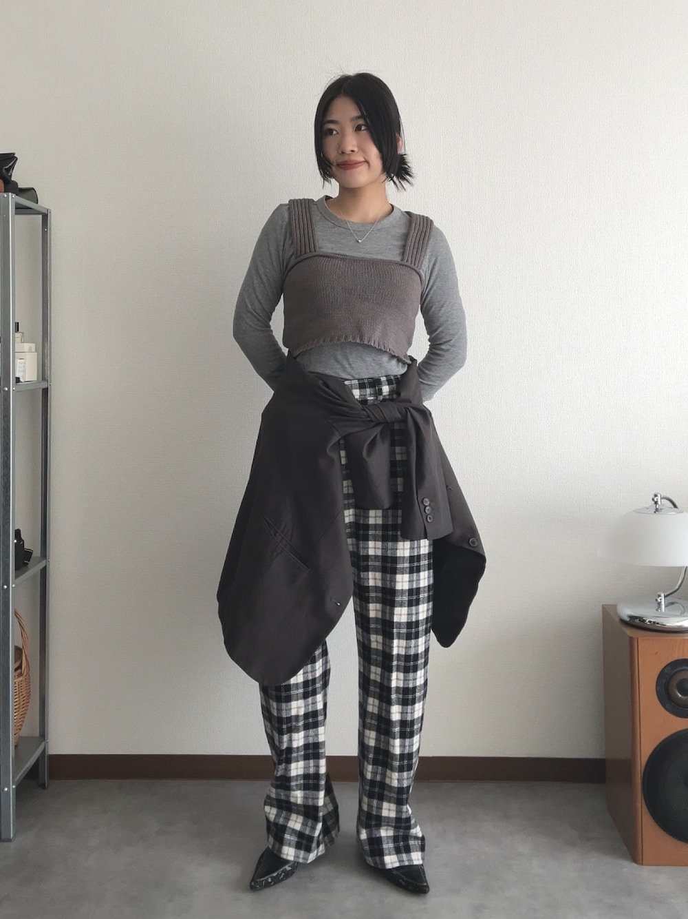 6ROKU⭐︎ロクウールコットンチェックパンツ サイズ36 6（ロク）の「＜6(ROKU)＞チェックパンツ（その他パンツ）」 - WEAR