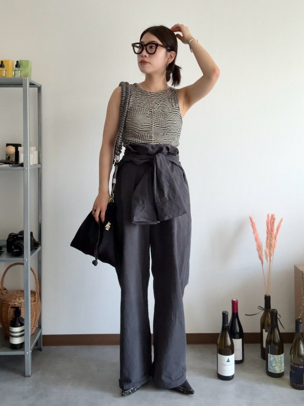 新品同様 6(ROKU)COTTON MIX BORDER TANK TOP 6（ロク）の「＜6(ROKU)＞COTTON MIX PATTERN BORDER TANK TOP