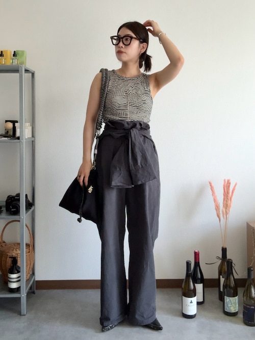 6（ロク）の「＜6(ROKU)＞COTTON MIX PATTERN BORDER TANK TOP