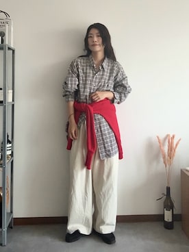 「アイテム（チノパンツ）」を使った、misuzuさん（レディース・158cm）の秋コーディネート