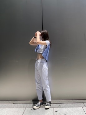 「アイテム（チューブトップ）」を使った、るかたんこまるさん（レディース・172cm）の夏コーディネート
