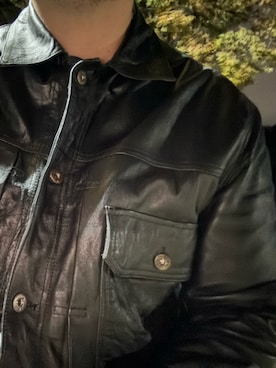 「アイテム（ライダースジャケット）」を使った、Pissさん（メンズ・175cm）の秋コーディネート