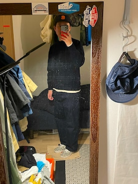 「NECESSARY or UNNECESSARY（ネセサリーオアアンネセサリー）のアイテム（パンツ）」を使った、カイタルさん（メンズ・171cm）の秋コーディネート
